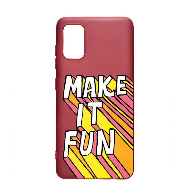 Husa Silicon Make It Fun, compatibila cu Huawei P Smart (2021), rezistenta la uzura, anti-alunecare, Pomogranate, PG494