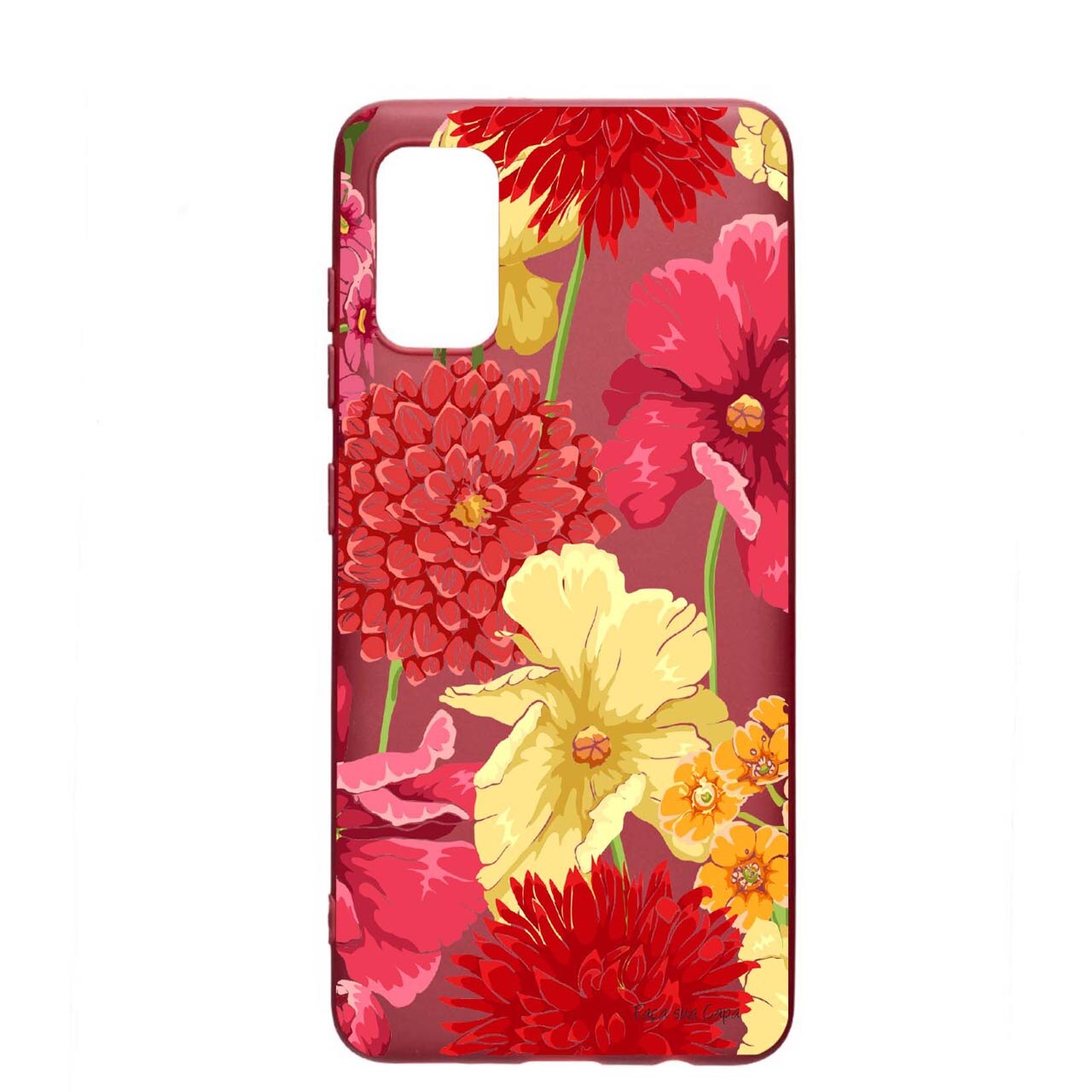 Husa Silicon Flowers Red Yellow, compatibila cu Samsung Galaxy A52 4G / Galaxy A52 5G, rezistenta la uzura, anti-alunecare, Pomogranate, PG634