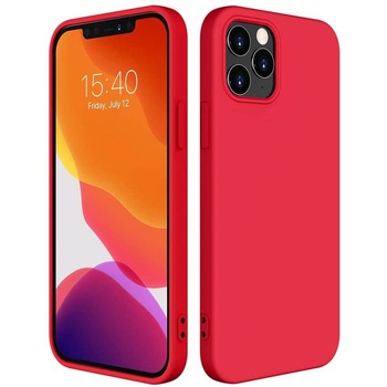Husa Pentru iPhone 12 Pro Max, Silicon Soft, Interior Alcantara, Rosu Husa Pentru iPhone 12 Pro Max, Silicon Soft, Interior Alcantara, Rosu