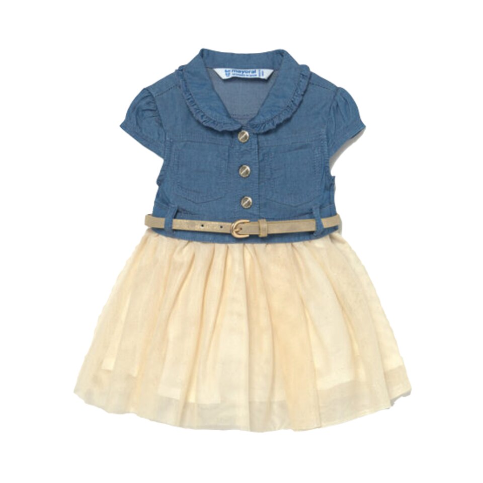 Rochie combinata din denim si tul, Mayoral