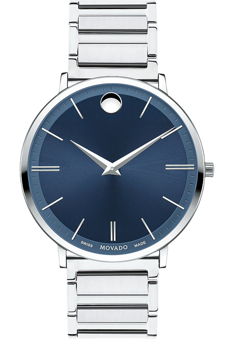 Ceas barbati, Movado, Analog, Albastru/Argintiu