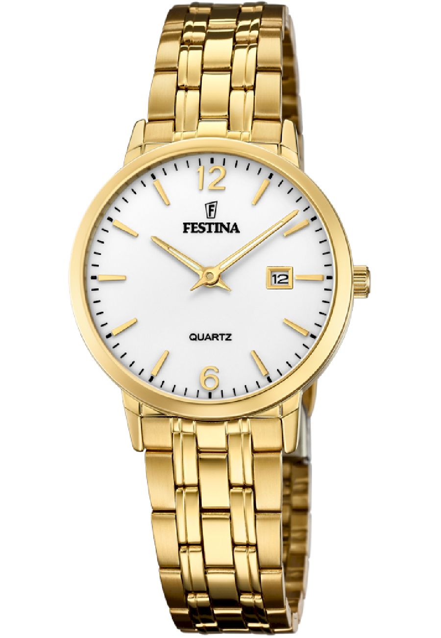 Ceas analogic de dama, Festina, F20514/2, 5 ATM, Auriu/Alb