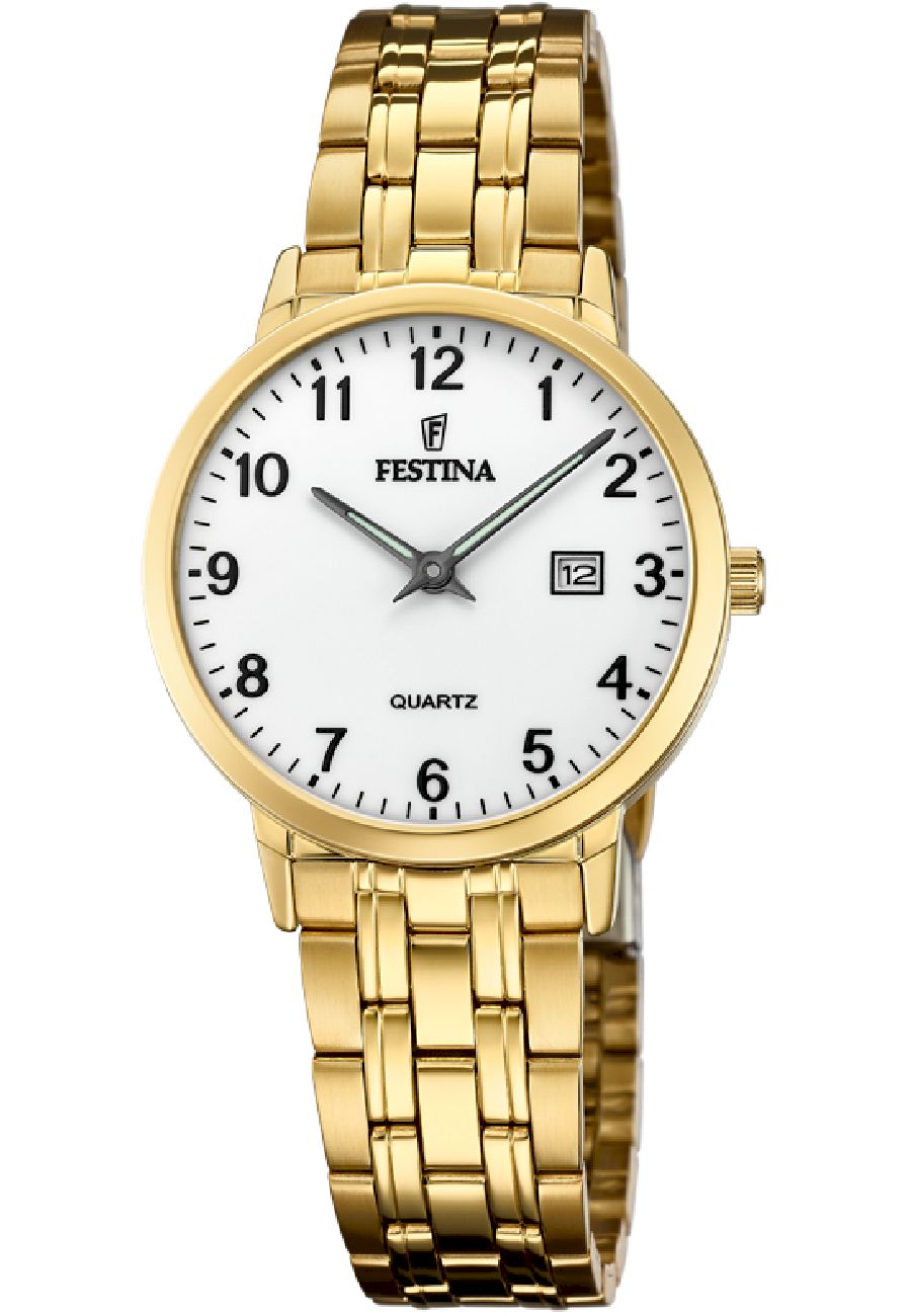 Ceas analogic de dama, Festina, F20514/1, 5 ATM, Auriu/Alb