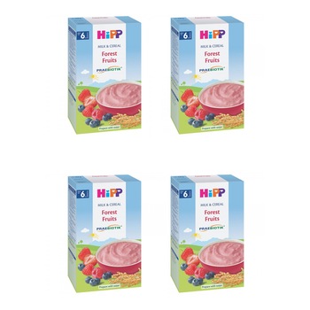 Cereale Hipp cu lapte si fructe de padure, de la 6 luni, 250 g, pachet cu 4 cutii Cereale Hipp cu lapte si fructe de padure, de la 6 luni, 250 g, pachet cu 4 cutii