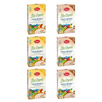 Cereale Topfer pentru bebelusi de la 6 luni, pachet 6 cutii, 3 cutii cu gris de grau, lapte, mere, banane si portocale, 200 g si 3 cutii cu lapte, mere si pere, 200 g Cereale Topfer pentru bebelusi de la 6 luni, pachet 6 cutii, 3 cutii cu gris de grau, lapte, mere, banane si portocale, 200 g si 3 cutii cu lapte, mere si pere, 200 g