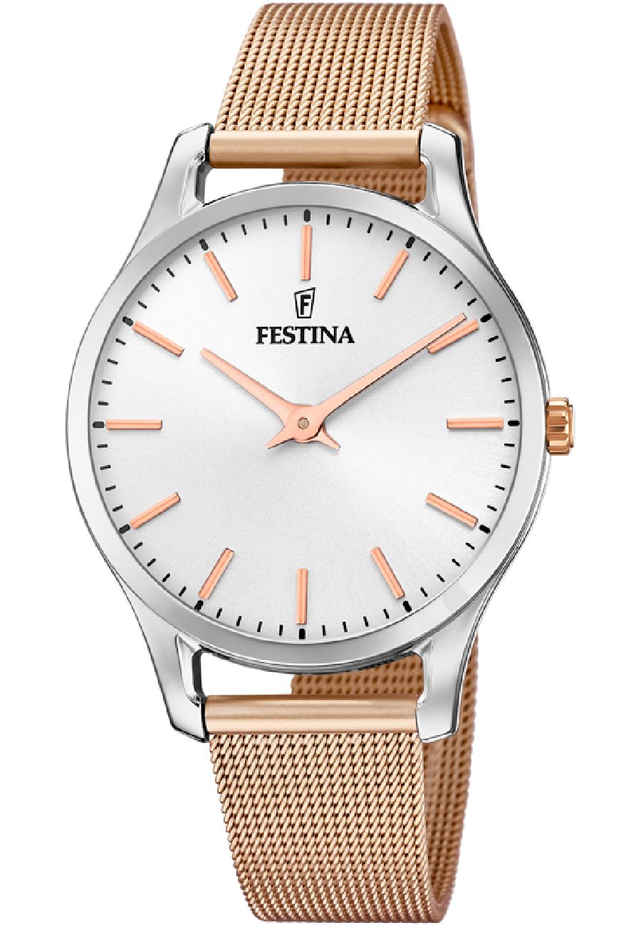 Ceas analogic de dama, Festina, F20506/2, Otel inoxidabil, Auriu/Argintiu