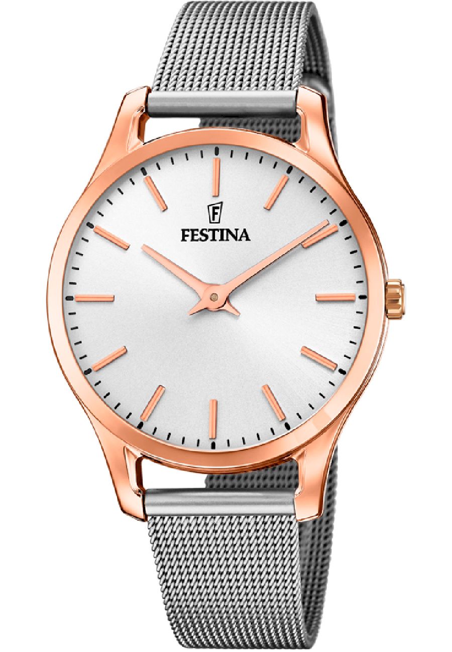 Ceas analogic de dama, Festina, F20507/1, Otel inoxidabil, Argintiu/Rose Gold