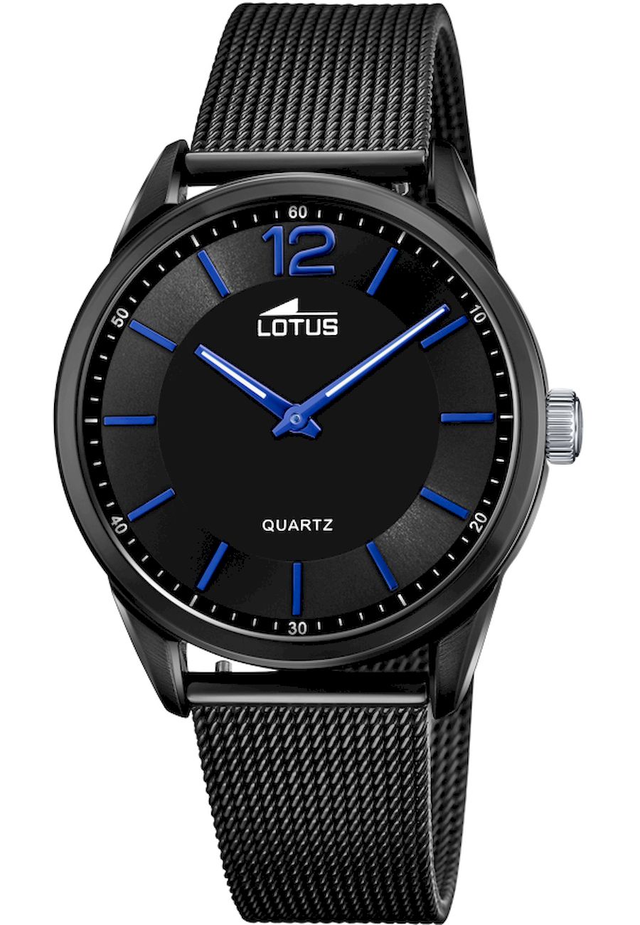 Ceas analogic, Lotus, 18736/2, Quartz, Negru/Albastru
