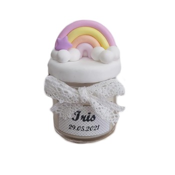 Set marturii pentru botez lumanare din ceara 50 g, Curcubeu, set 10 bucati Set marturii pentru botez lumanare din ceara 50 g, Curcubeu, set 10 bucati