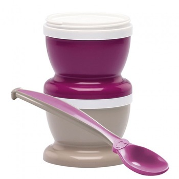 Set 2 recipiente Thermobaby cu capac si lingurita, Mov Set 2 recipiente Thermobaby cu capac si lingurita, Mov