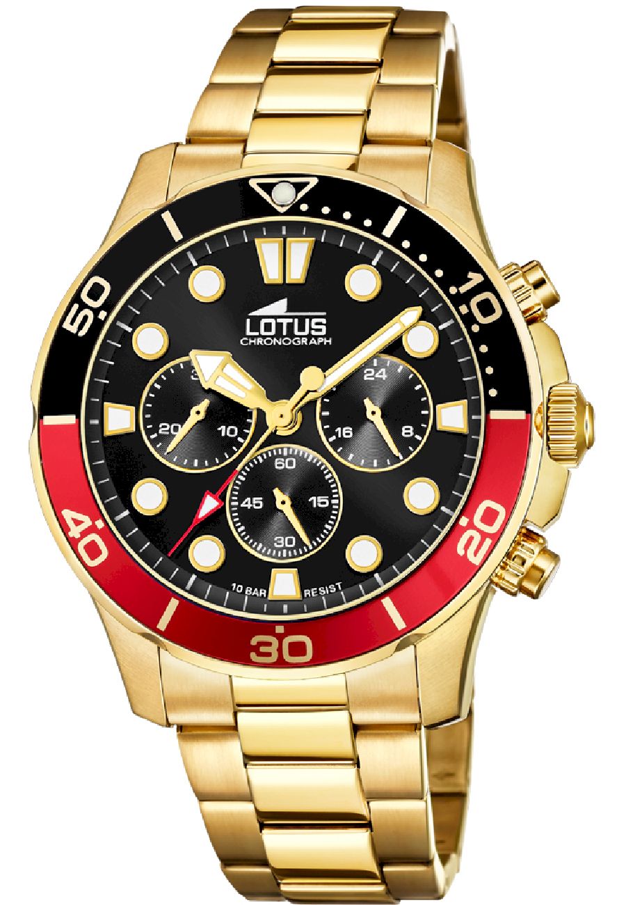 Ceas analogic, Lotus, 18758/6, Cronograf, Auriu/Negru