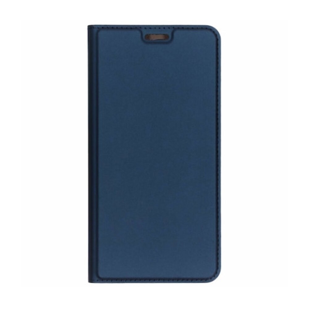 Husa Dual Close IAO Soft Skin Protect din Piele cu suport card, functie de stand si inchidere magnetica pentru Huawei P Smart 2019 Albastru