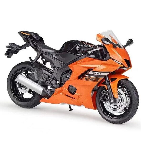 Macheta motocicleta Welly YAMAHA YZF R6, 1:12, PVC, 18 cm, Portocaliu