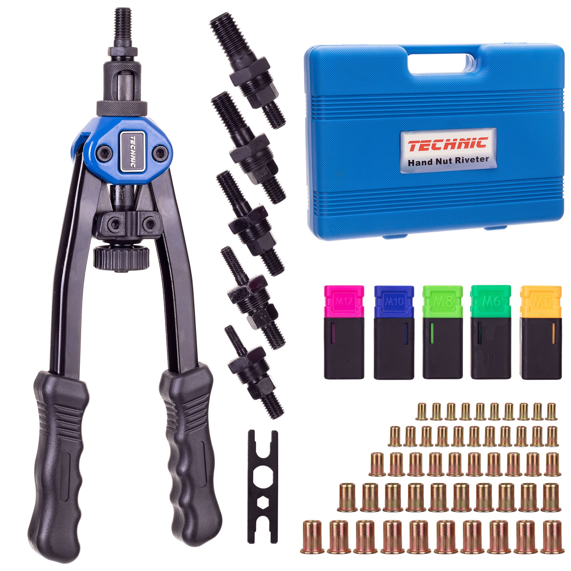 Cleste pentru nituit M5-M12 Technic H1086, set 58 buc