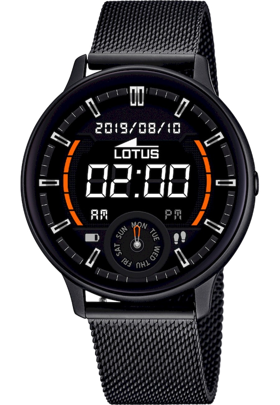Ceas digital, Lotus, 50016/1, Otel inoxidabil, Negru