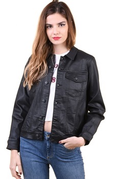 Geaca denim lucios, Negru lucios Geaca denim lucios, Negru lucios