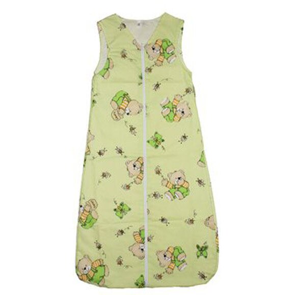 Sac de dormit vara ursulet cu albinute, verde 65 cm