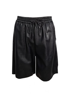 Pantaloni scurti dama, piele ecologica, Negru stins Pantaloni scurti dama, piele ecologica, Negru stins