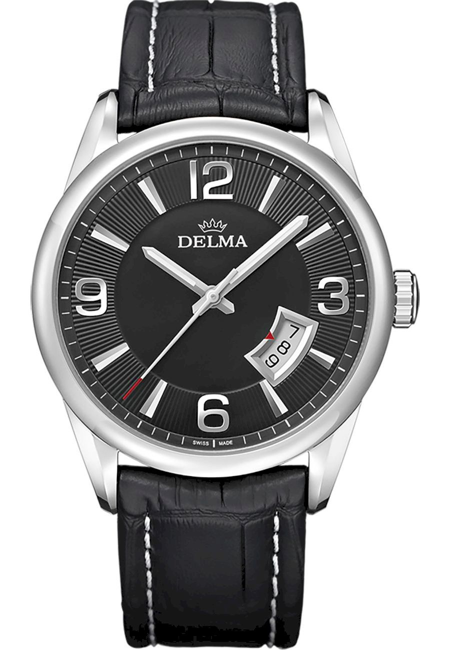 Ceas analogic, Delma, 41601.598.6.034, 42 mm, Negru/Argintiu