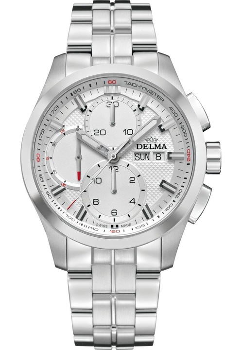 Ceas analogic, Delma, 41701.660.6.061, 44 mm, Argintiu