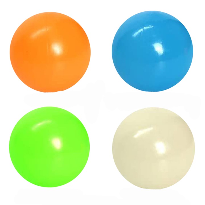 Комплект от 4 флуоресцентни топки Zenuk® - Squishy Ball, Антистрес, Анти-тревожност, Многоцветни