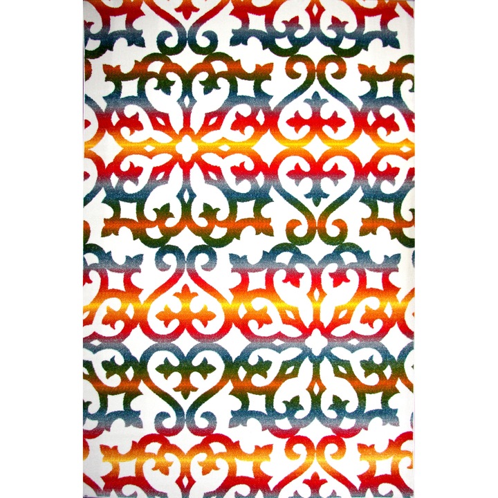 Covor Modern, Kolibri Baroque 11020, Alb/Multicolor, 160x230 cm, 2300 gr/mp