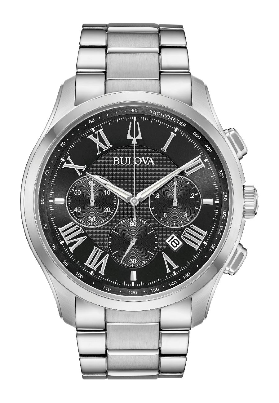 Ceas analogic barbatesc, Bulova, 96B288, 46 mm, Argintiu/Negru