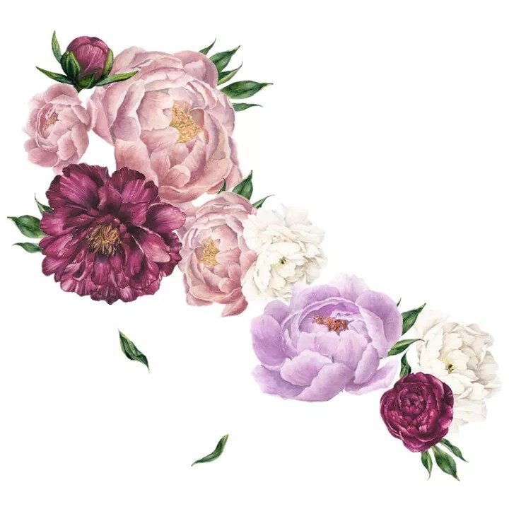 Sticker decorativ Bujori 3D, 40x60 cm, multicolor