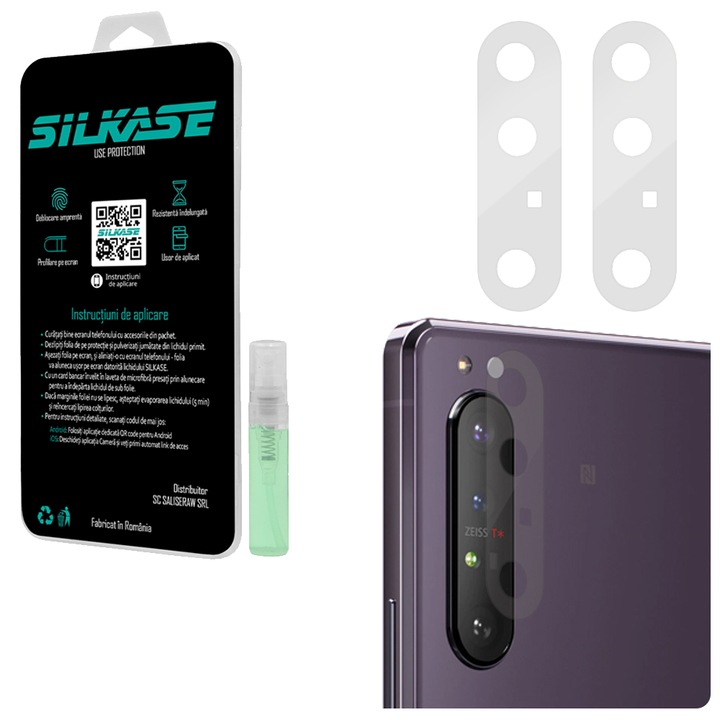 Комплект 3 фолиа SILKASE за Sony Xperia 1 III, защита на камерата, възобновяем силикон