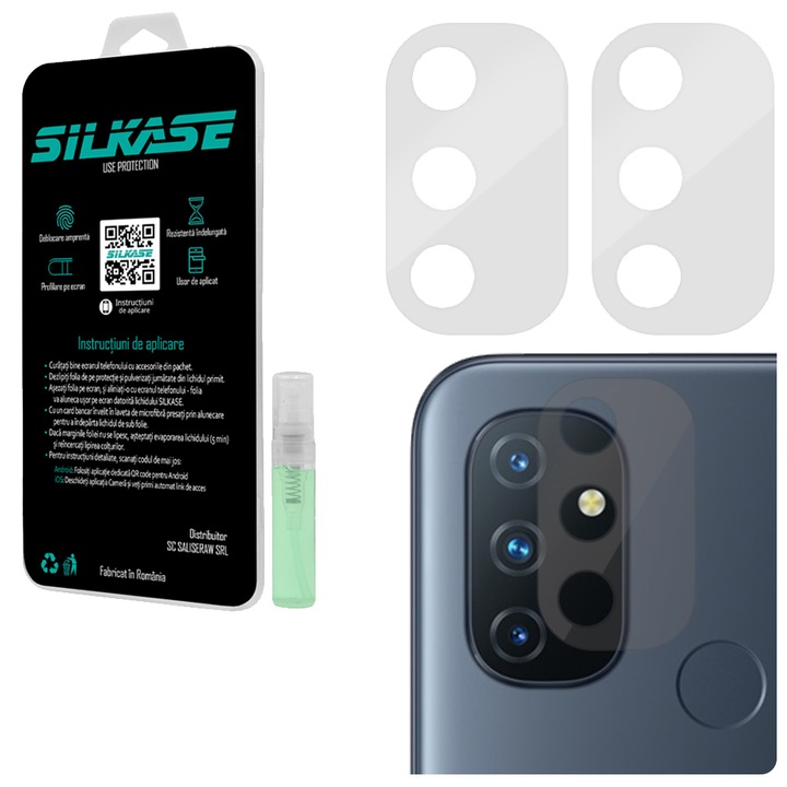 Set 3 folii SILKASE pentru OnePlus Nord N100, protectie camera foto, silicon regenerabil