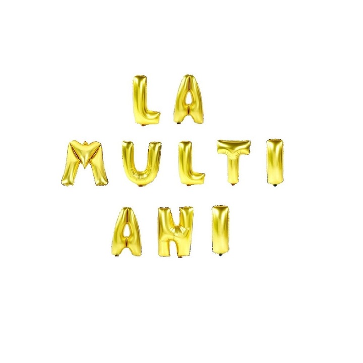Set baloane folie, LA MULTI ANI, 40 cm, auriu