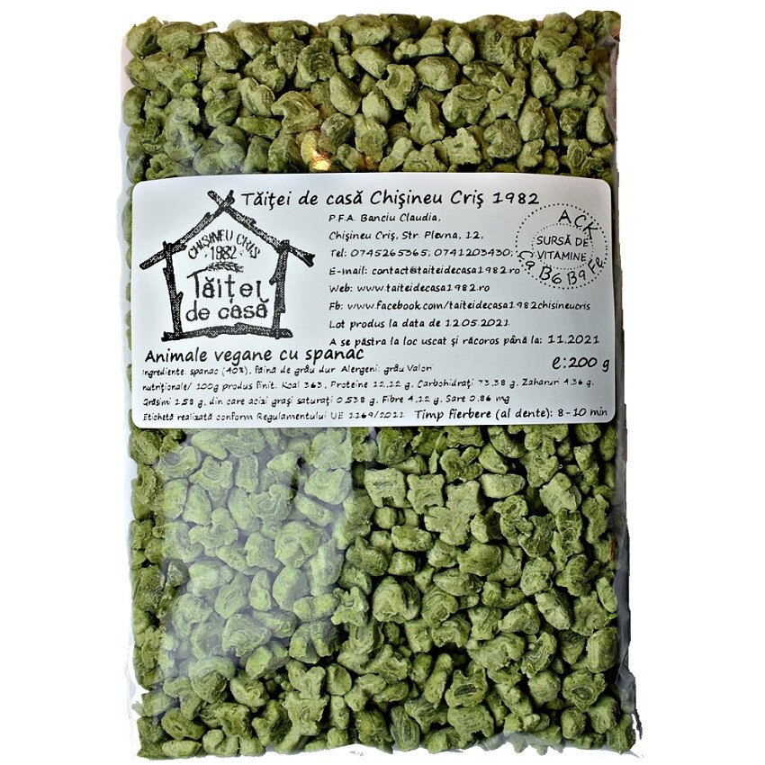 Paste fainoase cu spanac in forma de animale 200g