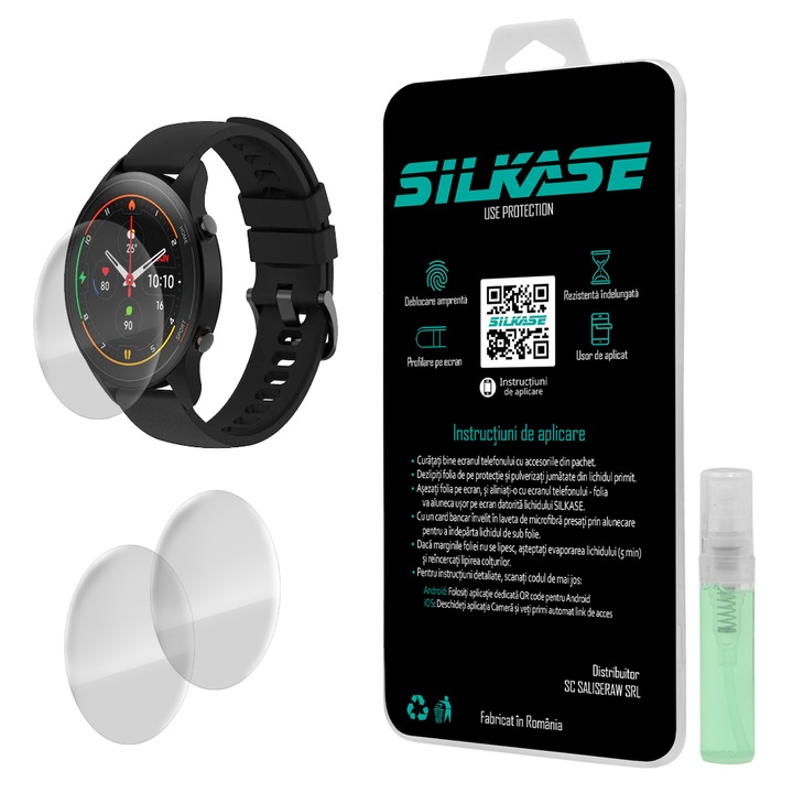 SILKASE fóliakészlet Xiaomi Mi Watchhoz, szilikon, megújuló, Teljes kijelzős, 3 db