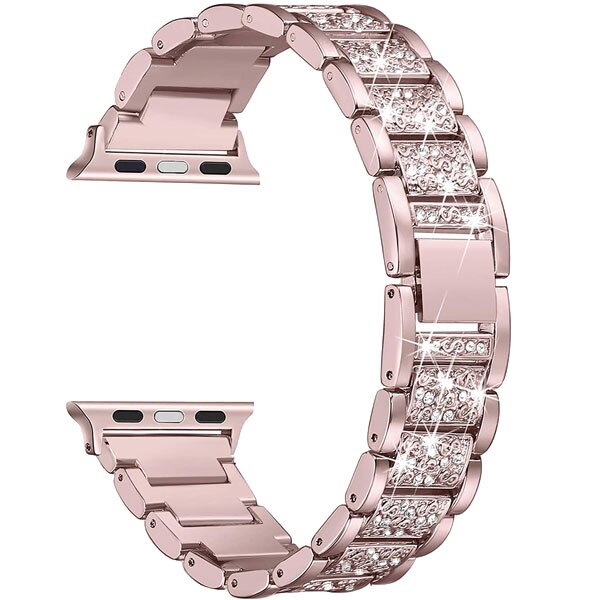Curea iUni compatibila cu Apple Watch 1/2/3/4/5/6, 44mm, Luxury Belt, Rose Gold
