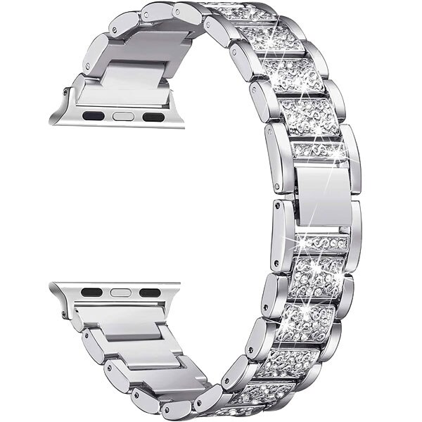 Curea iUni compatibila cu Apple Watch 1,2,3,4,5,6, 38mm, Luxury Belt, Silver