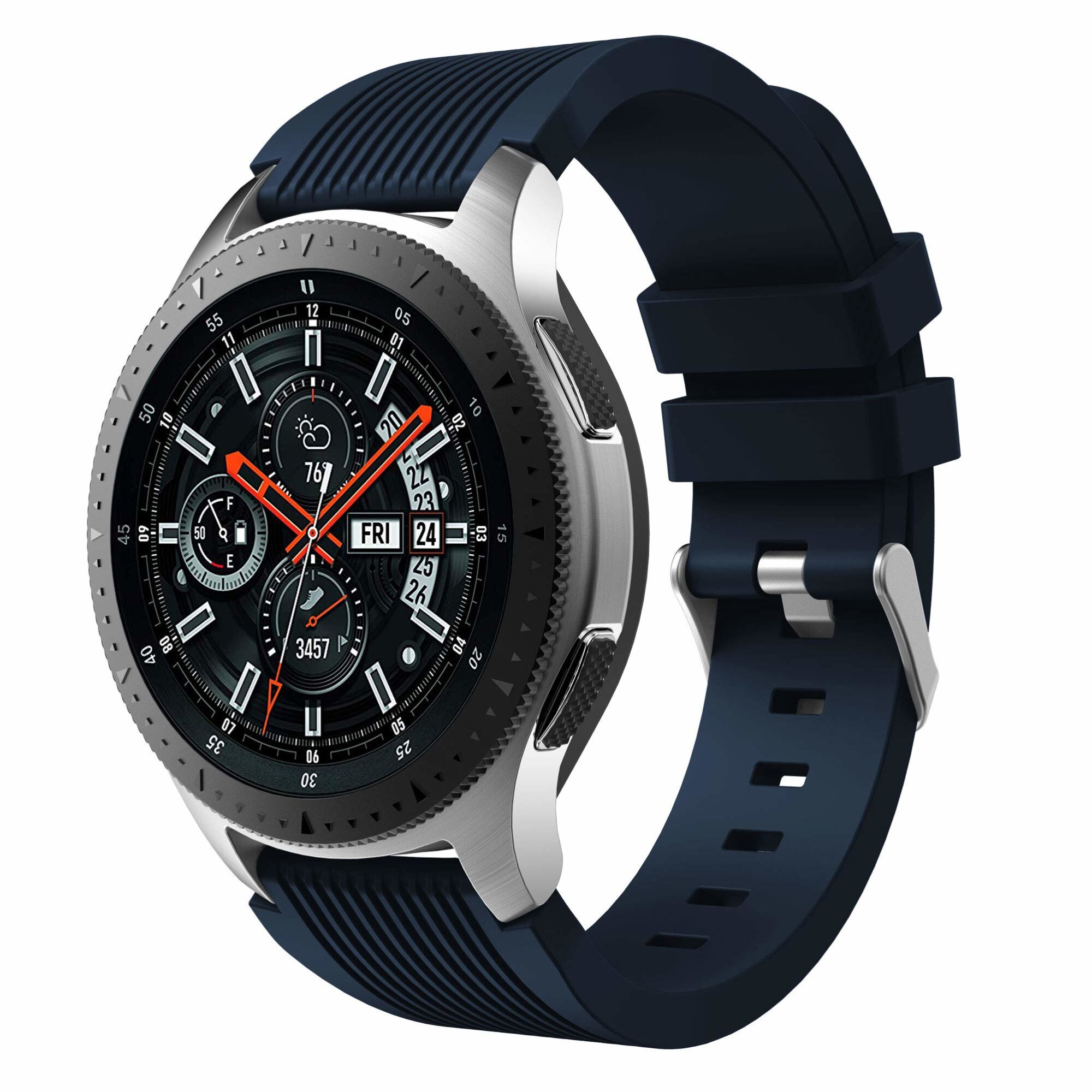 Curea Silicon 22mm, compatibila cu smartwatch Samsung Galaxy watch/Samsung Gear S3 46mm diagonala, 22 mm latimea curelei, Albastru