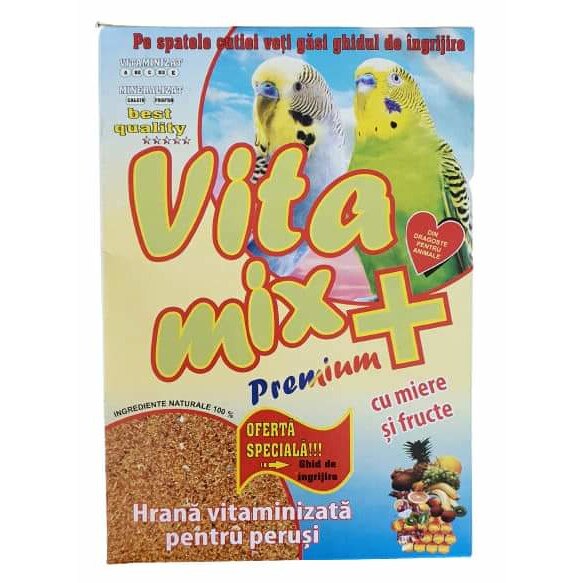 Hrana vitaminizata pentru perusi, Vitamix premium cu miere si fructe, cutie 400 gr