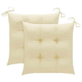 Set de 2 perne cu snur pentru scaun, vidaXL, Tesatura, 40 x 40 x 7 cm, Crem Set de 2 perne cu snur pentru scaun, vidaXL, Tesatura, 40 x 40 x 7 cm, Crem