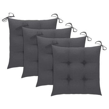 Set de 4 perne cu snur pentru scaun, vidaXL, Tesatura, 40 x 40 x 7 cm, Antracit Set de 4 perne cu snur pentru scaun, vidaXL, Tesatura, 40 x 40 x 7 cm, Antracit