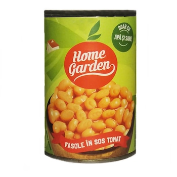 Bax 12 Cutii Fasole Alba in Sos Tomat HOME GARDEN, 400 g Bax 12 Cutii Fasole Alba in Sos Tomat HOME GARDEN, 400 g