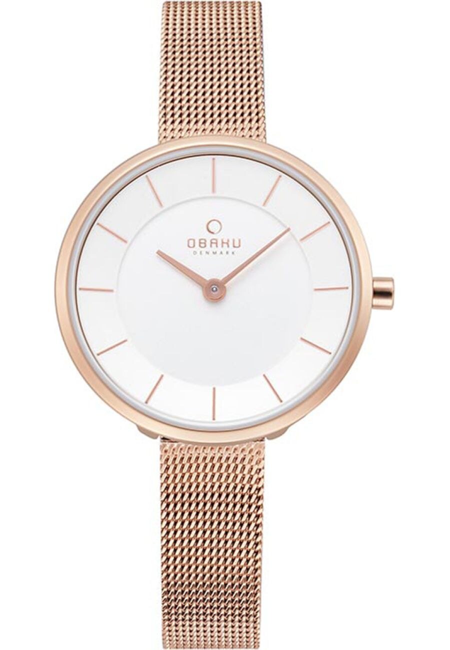 Ceas unisex Obaku V226LXVIMV, 3 ATM, Auriu Rose