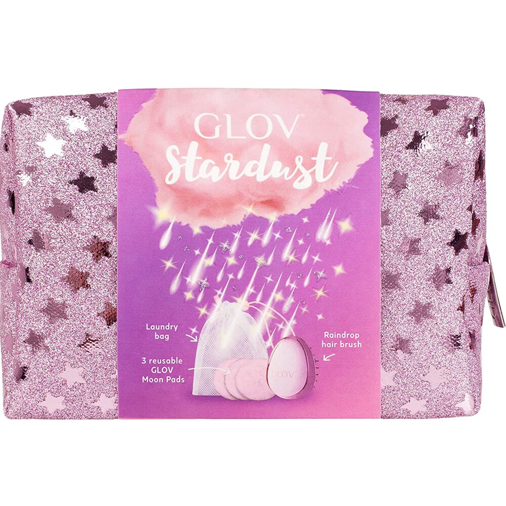 Set Glov Stardust Dischete demachiante textile Glov Moon 3 bucati, saculet pentru depozitare, Peria de par GLOV Raindrop