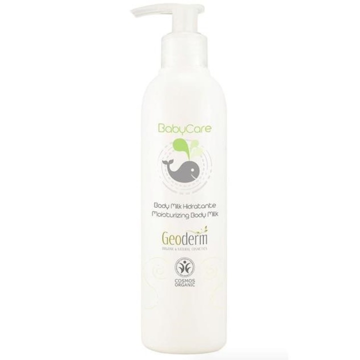 Lapte de corp pentru bebelusi, Geoderm, hidratant, BIO, certificare produs organic si vegan, BDIH si ACNE, 250 ml
