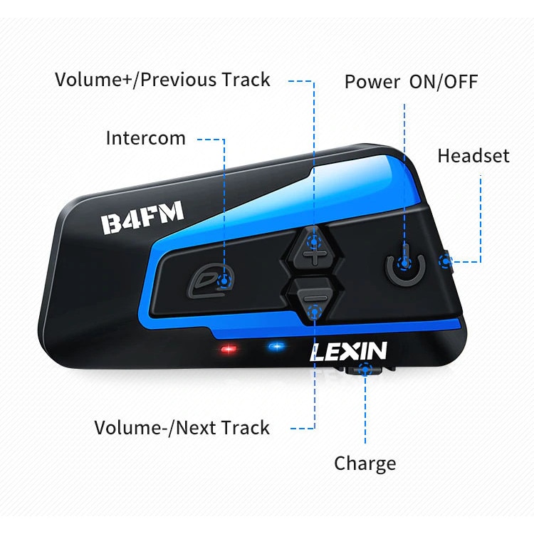 Interfon intercom Lexin B4FM motociclete, Bluetooth 4, radio FM