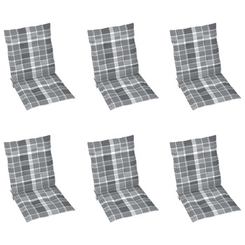 Set de 6 perne de scaun de gradina, vidaXL, Poliester, 100 x 50 x 4 cm, Model carouri, gri Set de 6 perne de scaun de gradina, vidaXL, Poliester, 100 x 50 x 4 cm, Model carouri, gri
