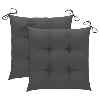 Set de 2 perne cu snur pentru scaun, vidaXL, Tesatura, 40 x 40 x 7 cm, Antracit Set de 2 perne cu snur pentru scaun, vidaXL, Tesatura, 40 x 40 x 7 cm, Antracit