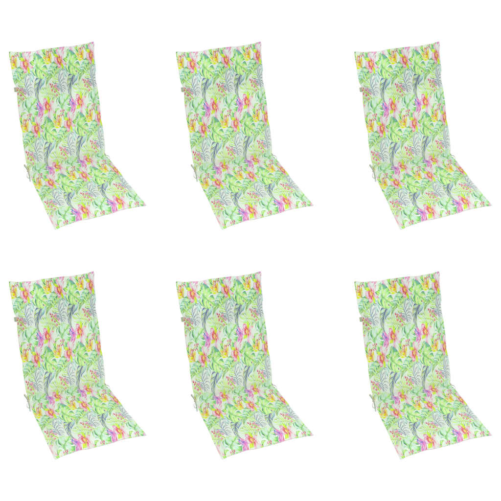 Set de 6 perne cu model pentru scaun de gradina, vidaXL, Tesatura, 120 x 50 x 4 cm, Multicolour