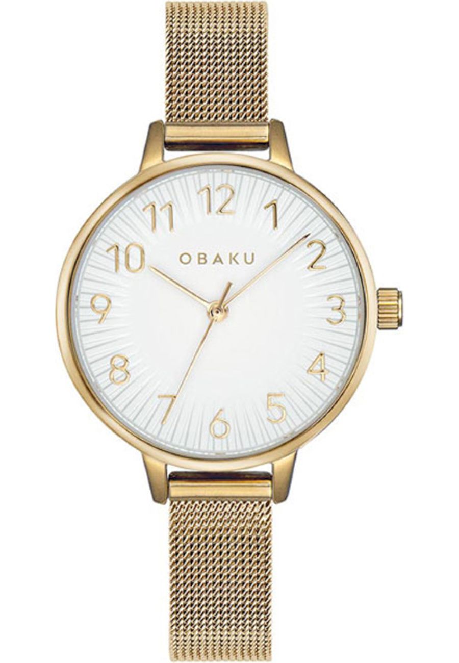 Ceas de dama Obaku V237LXGIMG, 30 mm, Auriu