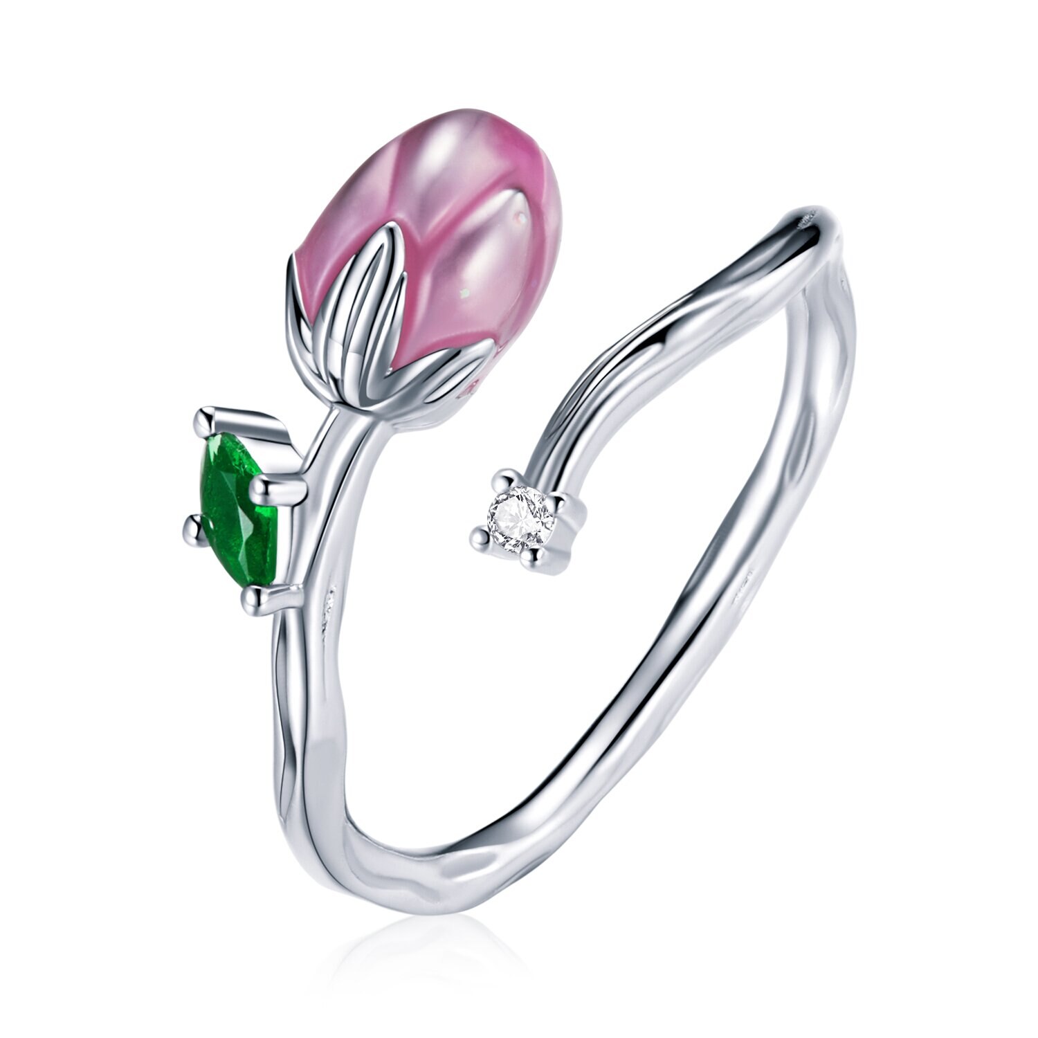 Inel din argint reglabil Pink Bud