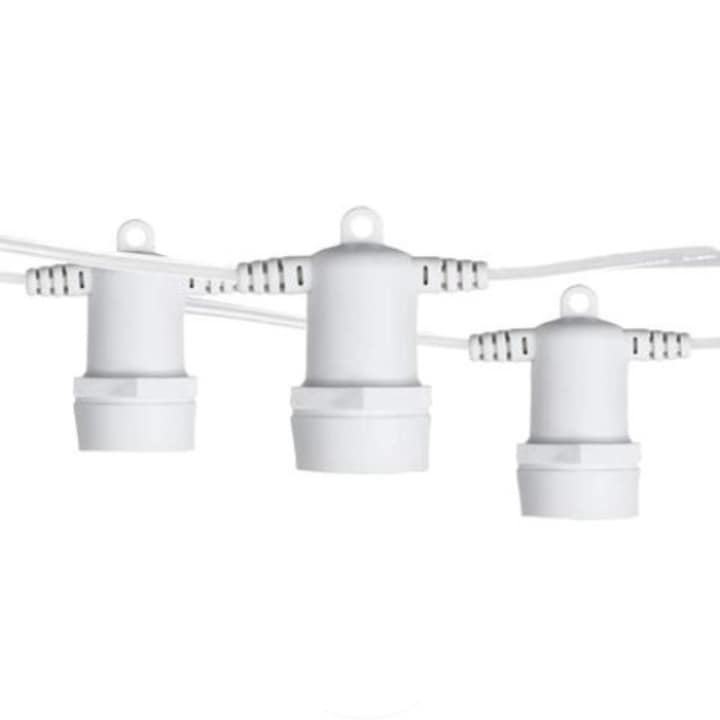 Cablu Alb Ghirlanda luminoasa 10 m cu 20 fasunguri E27 interconectabila